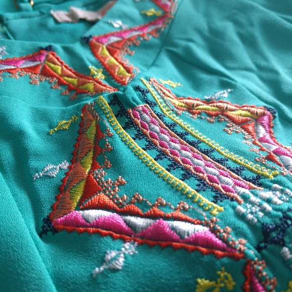 ‼️SOLD‼️ Gianni Bini Embroidered Turquoise Trendy Romper - Picture 10 of 16